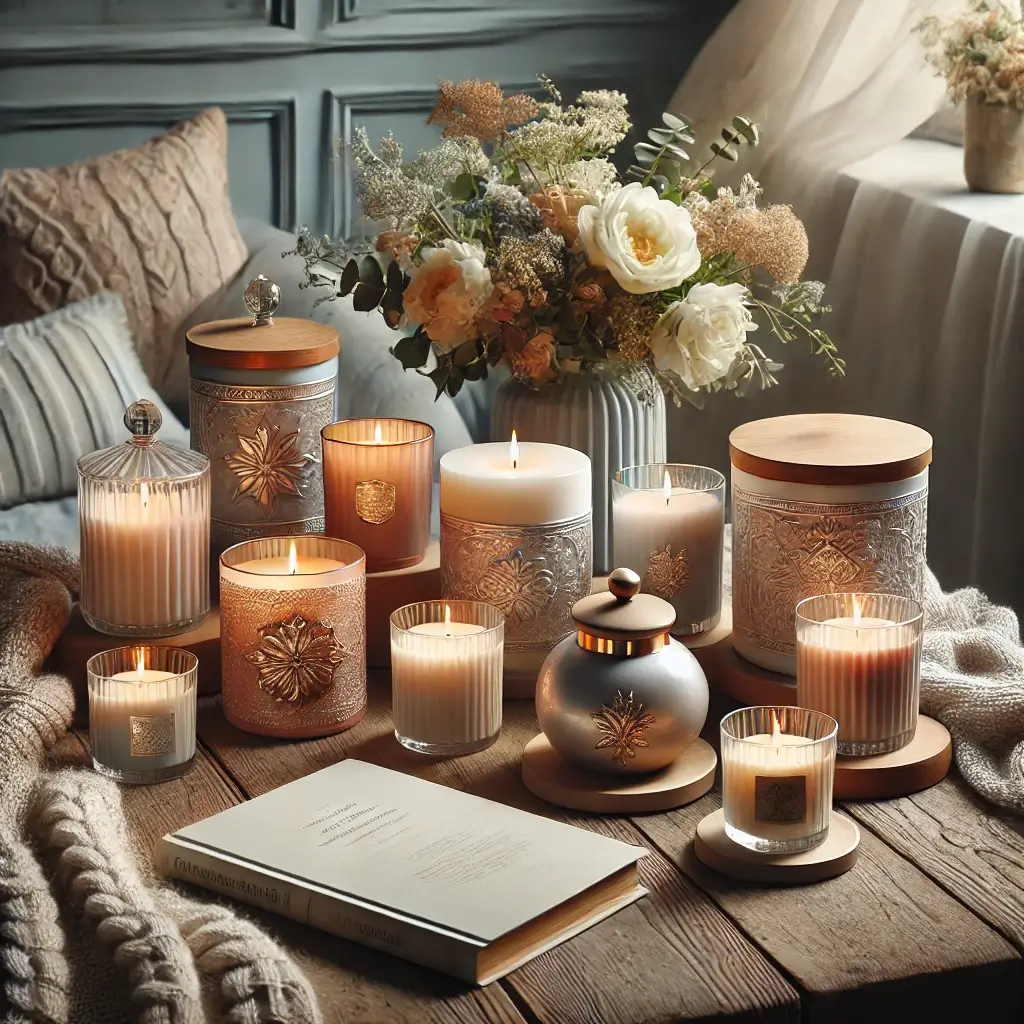 Luxurious candles thoughtfully crafted for enhancing home fragrance. Ideal for adding warmth, inviting scents, and ambiance to any living space.